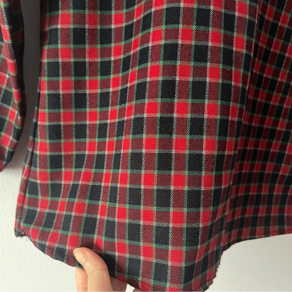 🍉 Women's Peter Pan Contrast Collar Checkered Plaid Shirt Blouse Small - Picture 5 of 11